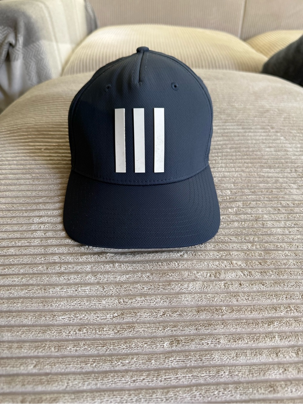 Adidas Blue Golf Cap with White Three-Stripe Logo